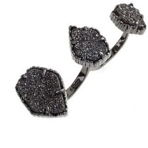 Kendra Scott Naomi Ring in Gunmetal and Black Drusy